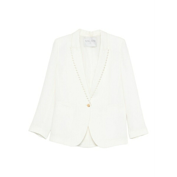フォルテ フォルテ レディース 上衣＆上衣 アウター Notched-lapel single-button jacket White