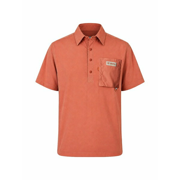 コロンビア メンズ プルオーバー トップス Cove beach￠￠ logo-patch chest-pocket shirt Orange