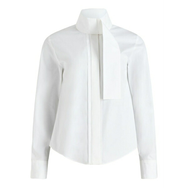 ジャンパトゥ レディース ティーシャツ トップス Scarf-collar poplin blouse White