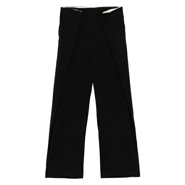 鍵を掛ける レディース 心地よいズボン下 ボトムス Pleated wide-leg trousers Black