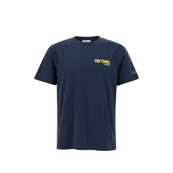 エムシーツーセイントバース メンズ プルオーバー トップス Graphic-print logo-embroidered t-shirt Blue