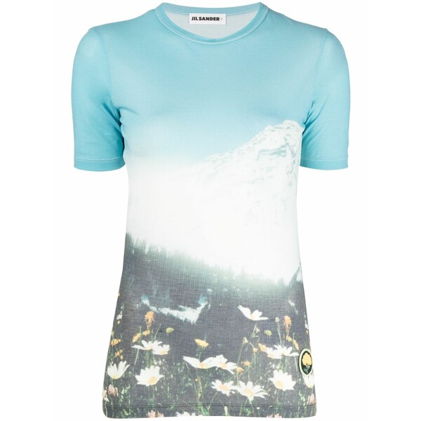 ジル・サンダー レディース ティーシャツ トップス Graphic-print cotton t-shirt Blue