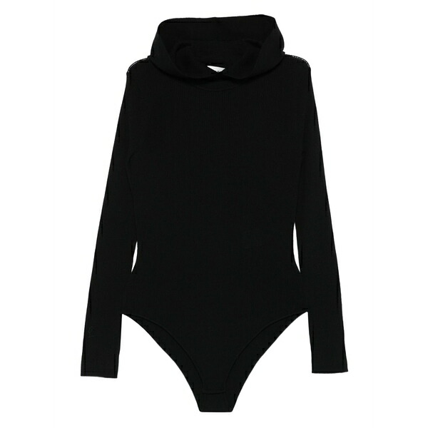 パロッシュ レディース 編み物\u0026プルオーバー アウター Hooded ribbed bodysuit Black