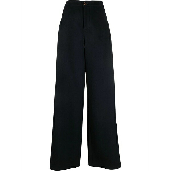 エーロン レディース 心地好いズボン下 ボトムス Wide-leg wool trousers Blue