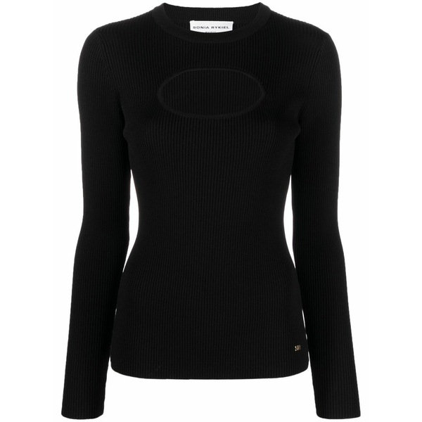 ソニアリキエル レディース Tシャツ トップス Cut-out long-sleeve top Black|asty