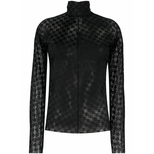 フォルテ フォルテ レディース ティーシャツ トップス Lace-detail long-sleeved top Black