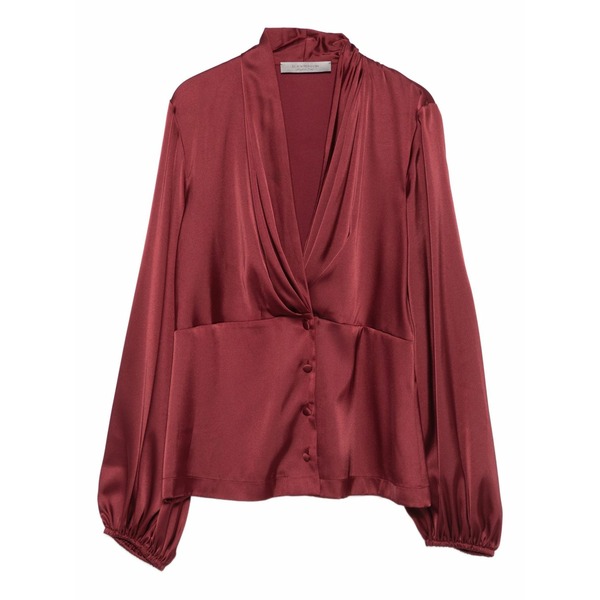 ディー・エクステリア レディース プルオーバー トップス Pleated  button-front blouse Red