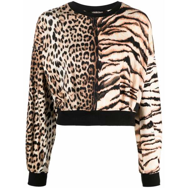 ロベルトカヴァリ レディース プルオーバー トップス Animal-print long-sleeve blouse Neutrals