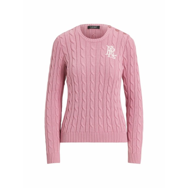 ラルフローレン レディース 編み物\u0026スウェーター アウター Cable-knit buttoned sweater Pink