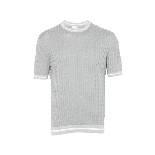 イレブンティ メンズ ティーシャツ トップス Round-neck cable-knit top Grey