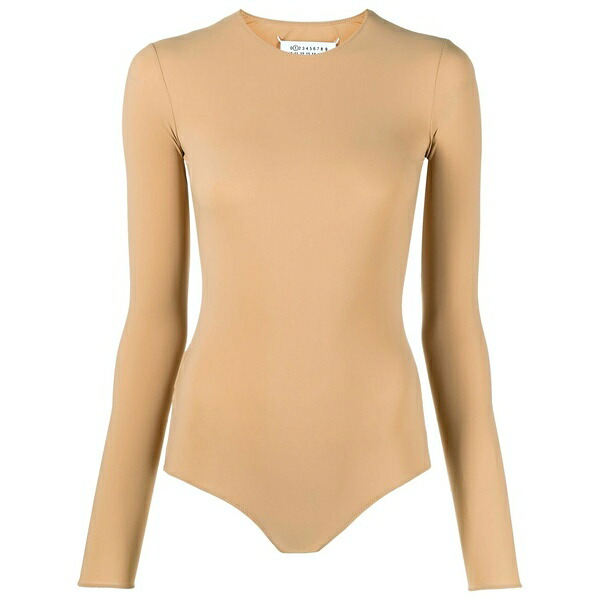 マルタンマルジェラ レディース ティーシャツ トップス Half-transparent long-sleeved bodysuit Neutrals