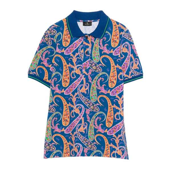 エトロ レディース スポーツシャツ トップス Paisley collared polo top Blue
