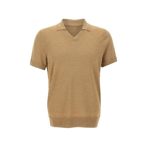 元締め メンズ プルオーバー トップス Fine-knit silk t-shirt Neutrals