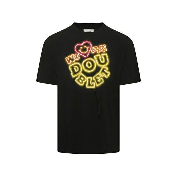 ダブレット メンズ ティーシャツ トップス Neon-paint t-shirt Black