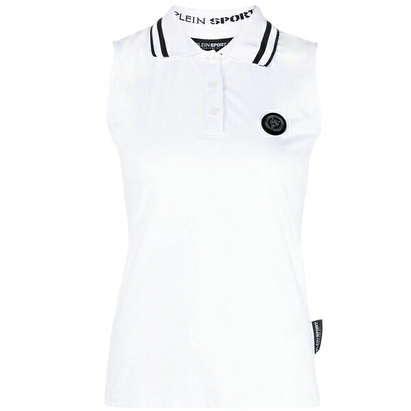 飾り気のない運動競技 レディース カットソー トップス Polo collar tank top White
