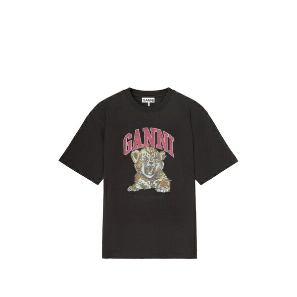 ガニー レディース ティーシャツ トップス Logo-print t-shirt Grey
