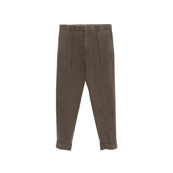 ベルウィッチ メンズ 心地好いズボン下 ボトムス Pleated wool trousers Brown