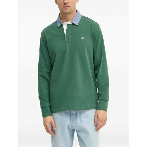 ガント メンズ スポーツシャツ トップス Long-sleeve polo shirt Green