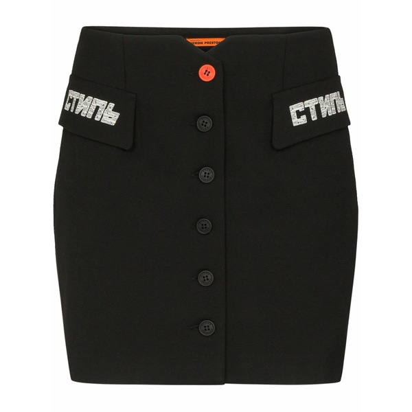 戸呂 プレストン レディース スコート ボトムス Buttoned fitted mini skirt Black