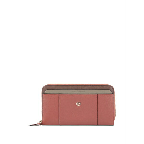 ピークアドロ  レディース 紙入れ 付属品 Zip-around leather wallet Brown
