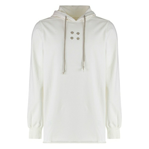 リックオウエンス メンズ パーカー・スウェットシャツ アウター Eyelet-detail hoodie White