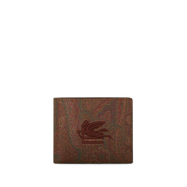エトロ メンズ 札入れ 佩び物 Paisley-print jacquard wallet Brown