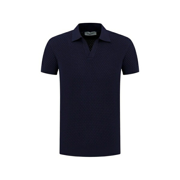 グランサッソ メンズ スポーツシャツ トップス Textured-knit polo shirt Black