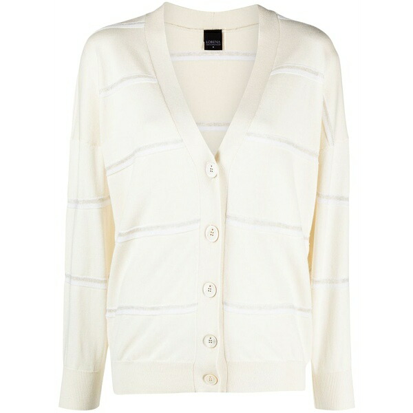 ロレーナアントニアッツィ レディース カーディガン アウター Striped knitted cardigan Neutrals｜asty