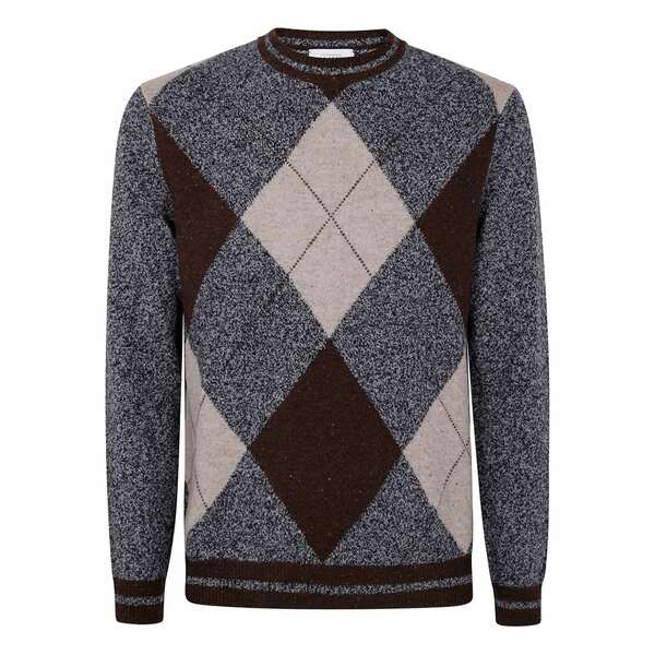 バランタイン メンズ 編み物\u0026プルオーバー アウター Argyle-pattern wool sweater Grey