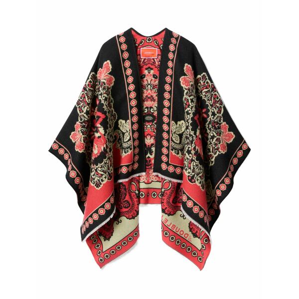 ラ・ダブル・ジェイ レディース 厚地の外套 アウター Soul  floral-print poncho Black
