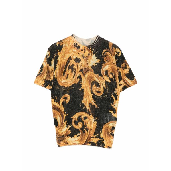 呼びりん探し回る レディース ティーシャツ トップス Baroque-print t-shirt Black