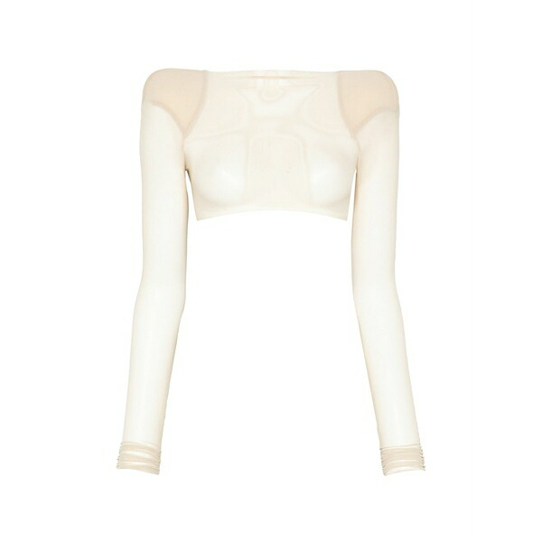 リックオウエンス レディース ティーシャツ トップス Temple helm padded-shoulder top Neutrals