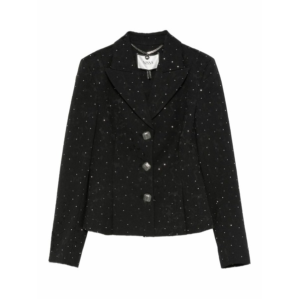 ニッサ レディース 上衣＆上衣 アウター Embellished button-detail jacket Black