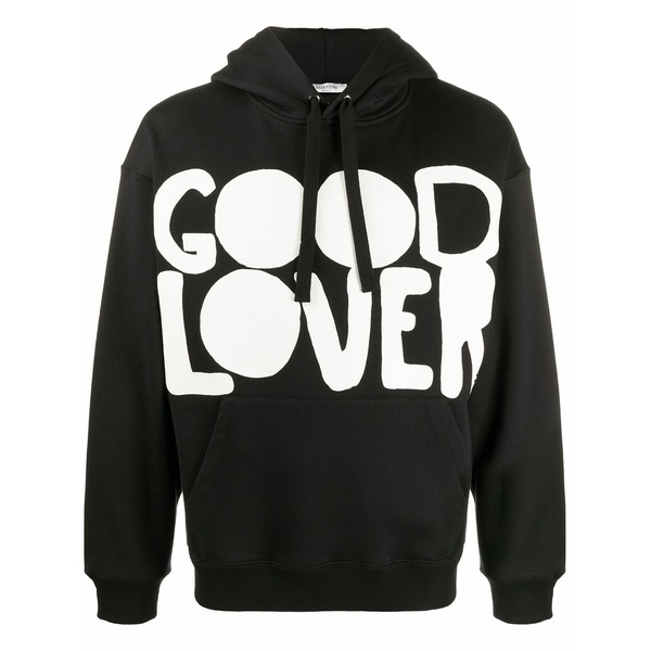 ヴァレンティノ ガラヴァーニ メンズ パーカー・スウェットシャツ アウター Lettering-print hoodie Black