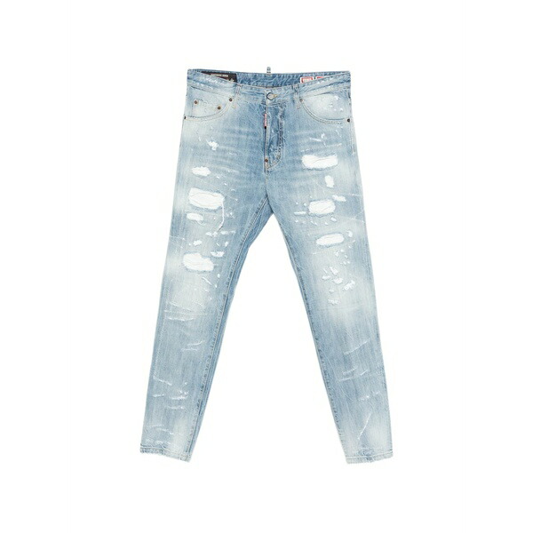 ディースクエアード メンズ デニムパンツ ボトムス Teddy distressed jeans Blue|asty
