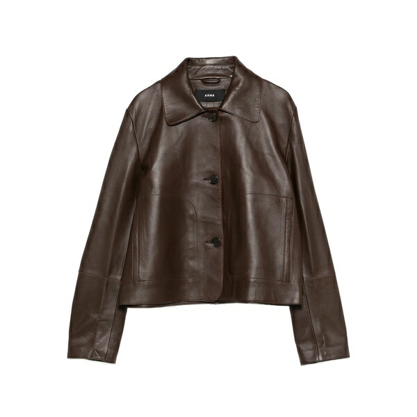 アルマ レディース 上衣＆上衣 アウター Emy buttoned collared leather jacket Brown