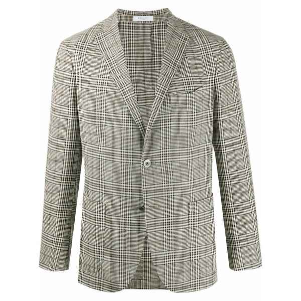 ボリオリ メンズ ジャケット&ブルゾン アウター Plaid single-breasted blazer Neutrals|asty