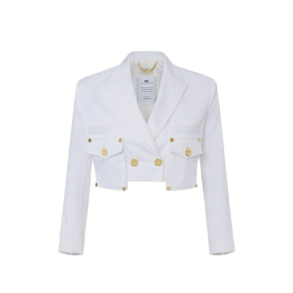 エリザベスフランキ レディース 上衣＆上衣 アウター Chest-pocket double-breasted blazer White