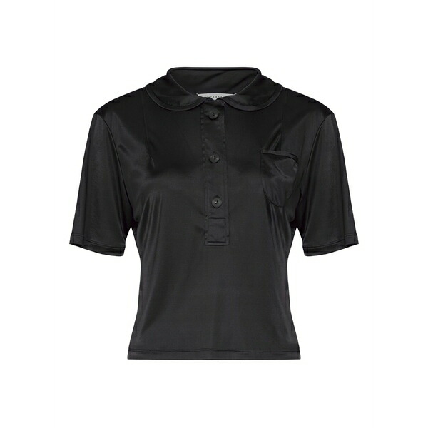 マルタンマルジェラ レディース スポーツシャツ トップス Satin polo shirt Black