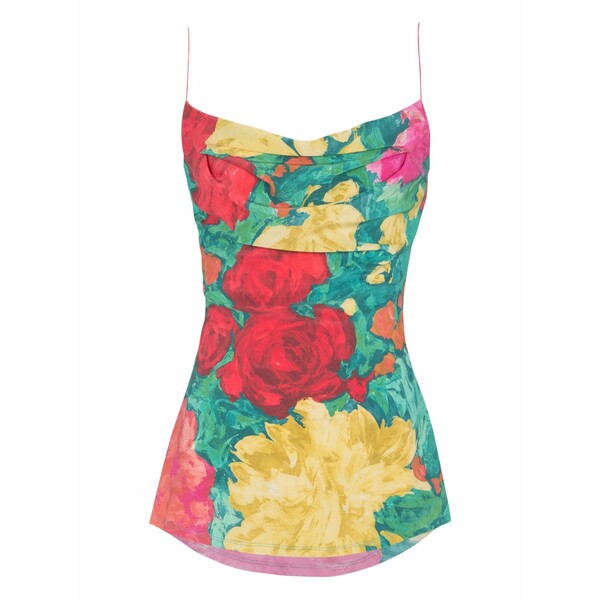 バルマン レディース カットソー トップス Rose-print tank top Green