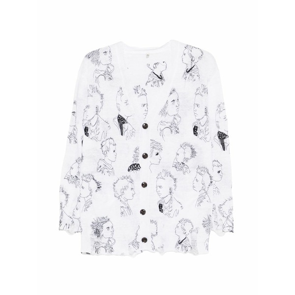 アールサーティーン レディース ジレー アウター Button graphic cardigan White