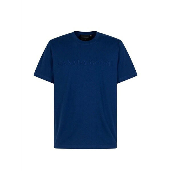 カナダグース メンズ プルオーバー トップス Logo-embroidered cotton t-shirt Blue