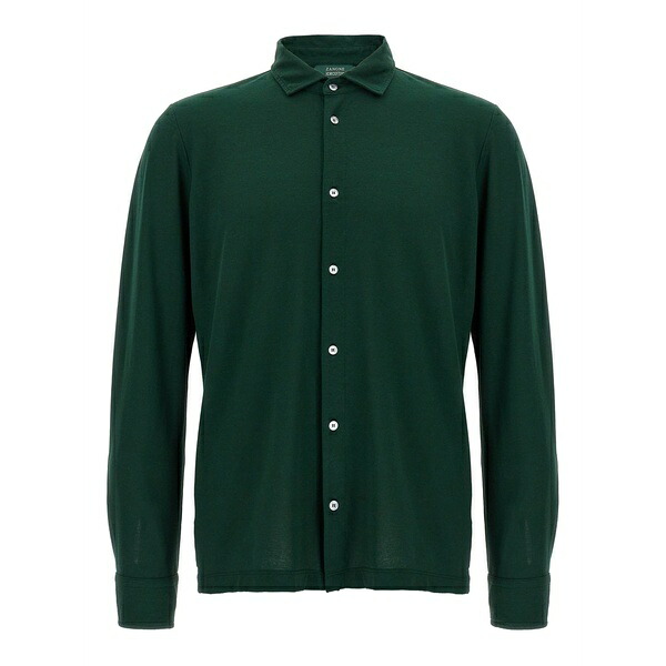 ザノーネ メンズ ティーシャツ トップス Long-sleeve button-up shirt Green
