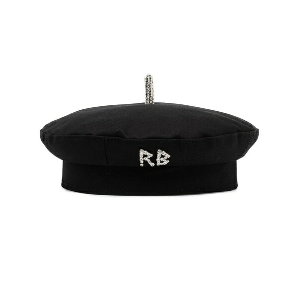 ラスランバジンスキー レディース 帽子 アクセサリー Crystal-logo cotton beret Black|asty