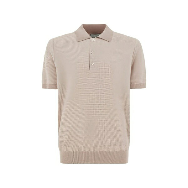 カナーリ メンズ ティーシャツ トップス Textured-knit cotton polo shirt Neutrals