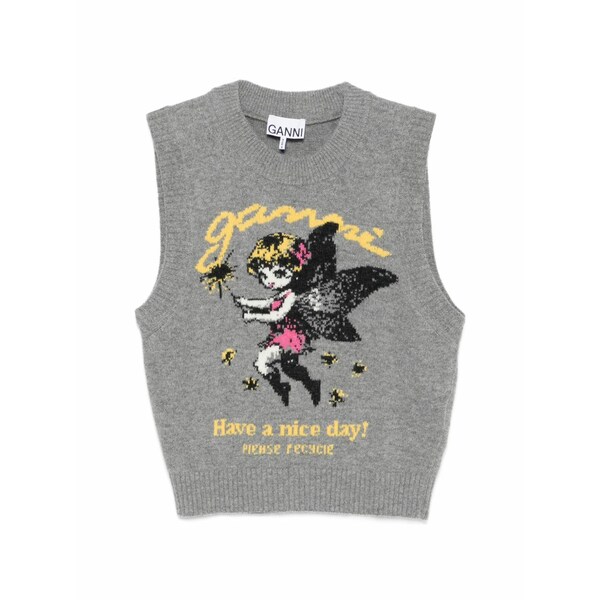 ガニー レディース カットソー トップス Graphic vest Grey