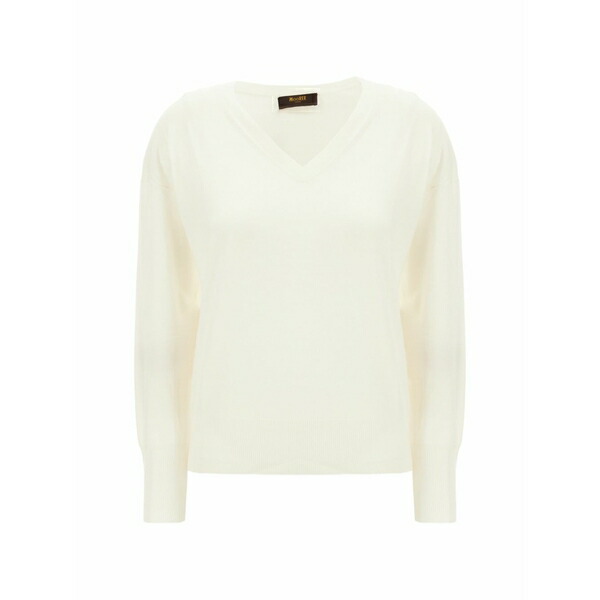 ムーレー レディース 編み物\u0026スウェーター アウター V-neck long-sleeve sweater White