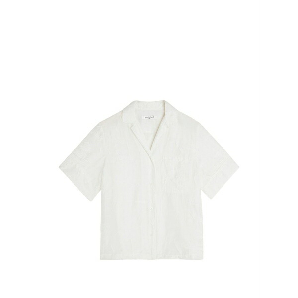 住み家 稲荷 レディース プルオーバー トップス Parisian map embroidered short-sleeve shirt White