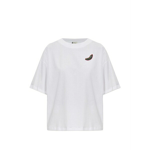 ハンロ レディース ティーシャツ トップス Patch-detail t-shirt White