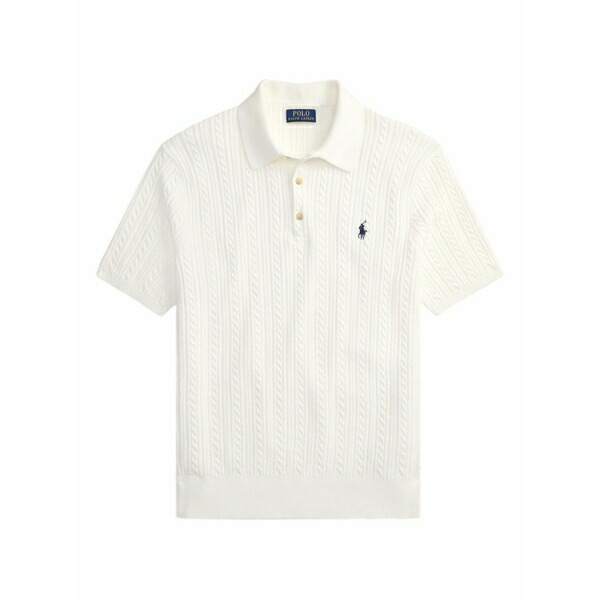 ラルフローレン メンズ スポーツシャツ トップス Cable-knit polo shirt White